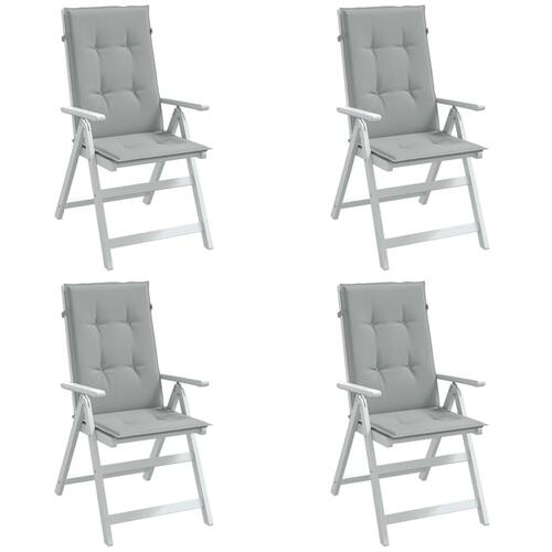 Stolehynder med høj ryg 4 stk. 120x50x4 cm stof lysegrå