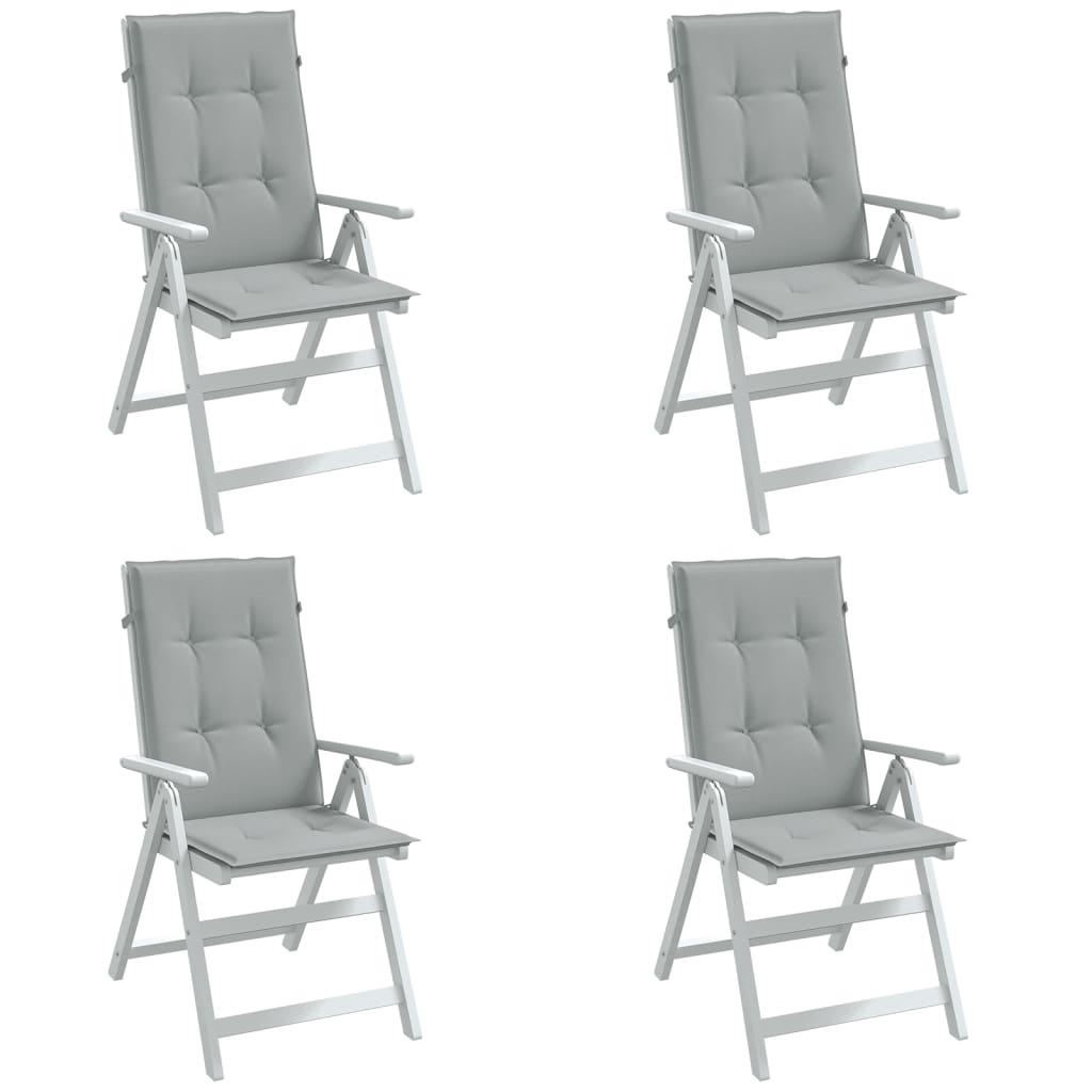 Stolehynder med høj ryg 4 stk. 120x50x4 cm stof lysegrå