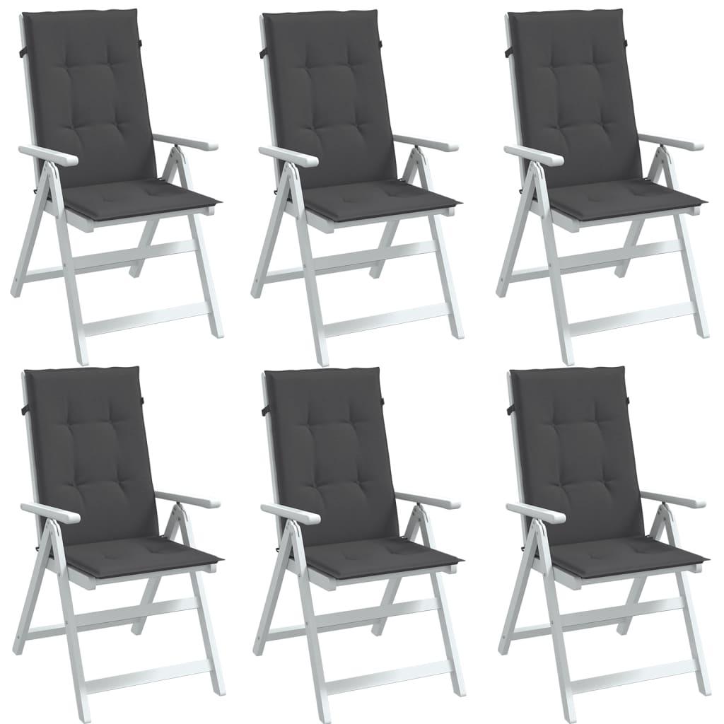 Stolehynder med høj ryg 6 stk. 120x50x4 cm stof antracitgrå