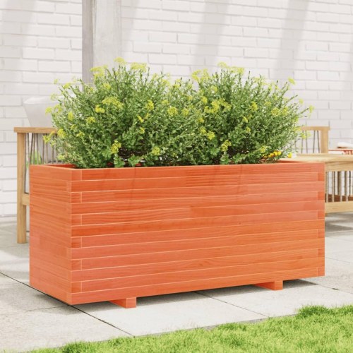 Plantekasse 110x40x49,5 cm massivt fyrretræ gyldenbrun