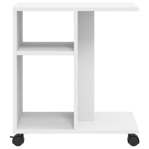 Sidebord med hjul 50x30x55 cm konstrueret træ hvid