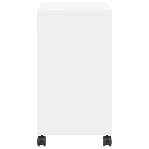Sidebord med hjul 50x30x55 cm konstrueret træ hvid