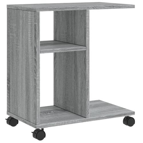 Sidebord med hjul 50x30x55 cm konstrueret træ grå sonoma-eg