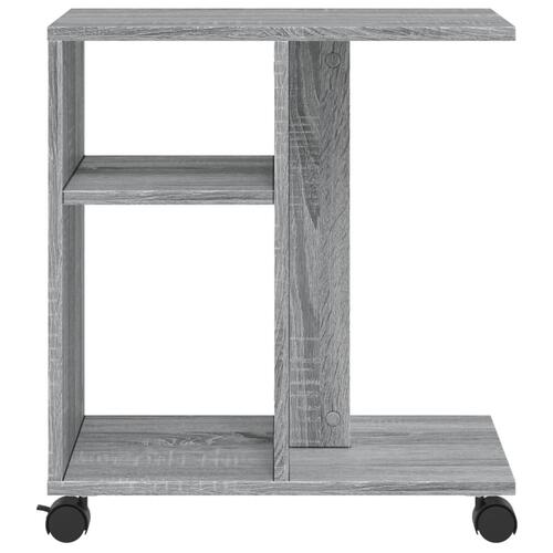 Sidebord med hjul 50x30x55 cm konstrueret træ grå sonoma-eg