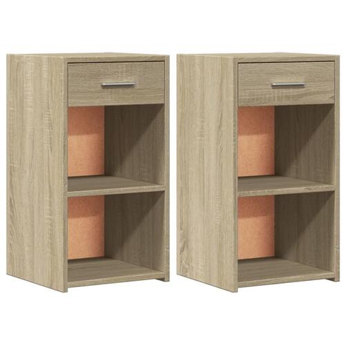Sengeborde 2 stk. 35x34x65 cm konstrueret træ sonoma-eg