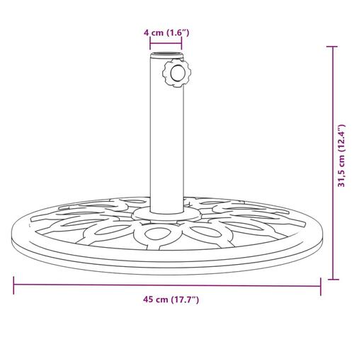 Parasolfod Ø38/48 mm stænger 12 kg rund