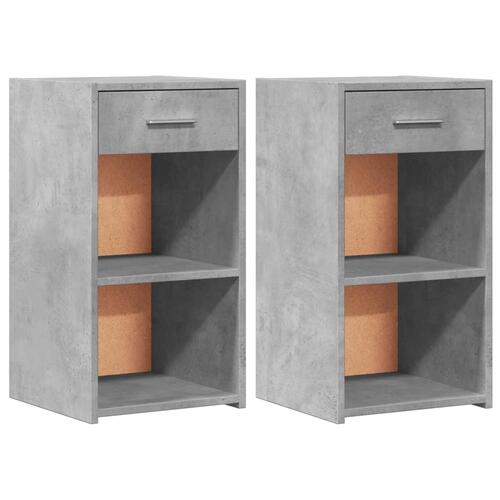 Sengeborde 2 stk. 35x34x65 cm konstrueret træ betongrå