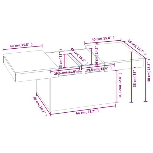Sofabord 80x55x40 cm konstrueret træ sonoma-eg