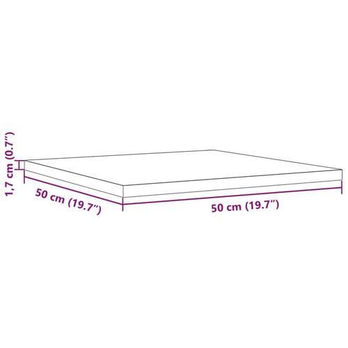 Bordplade 50x50x1,7 cm firkantet massivt fyrretræ