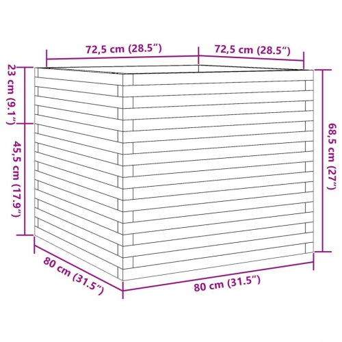 Plantekasse 80x80x68,5 cm imprægneret fyrretræ