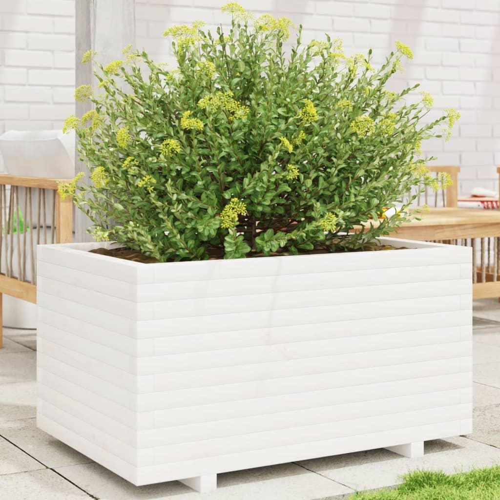 Plantekasse 90x60x49,5 cm massivt fyrretræ hvid