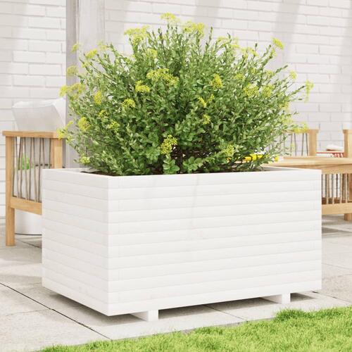 Plantekasse 90x60x49,5 cm massivt fyrretræ hvid