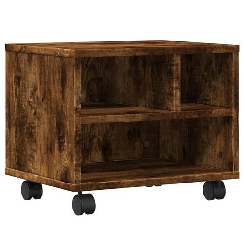 Printerstativ med hjul 41x32x34,5 cm røget egetræsfarve