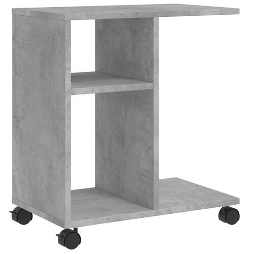 Sidebord med hjul 50x30x55 cm konstrueret træ betongrå