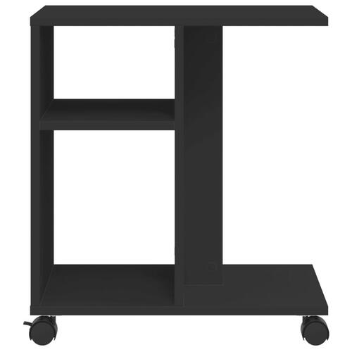 Sidebord med hjul 50x30x55 cm konstrueret træ sort