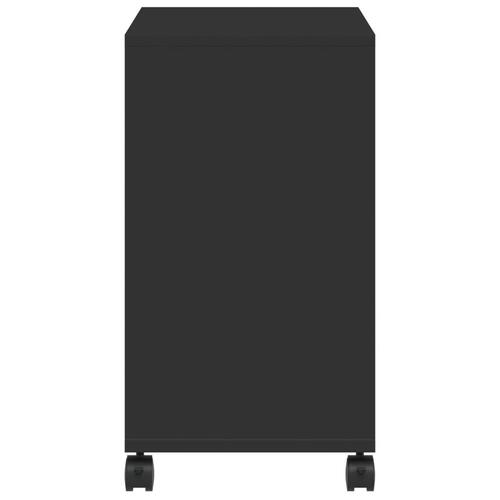 Sidebord med hjul 50x30x55 cm konstrueret træ sort