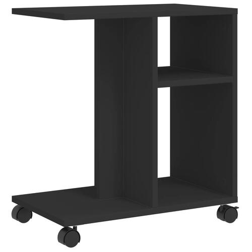 Sidebord med hjul 50x30x55 cm konstrueret træ sort