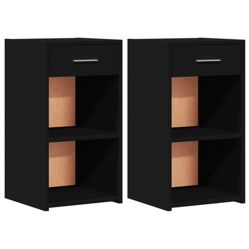Sengeborde 2 stk. 35x34x65 cm konstrueret træ sort
