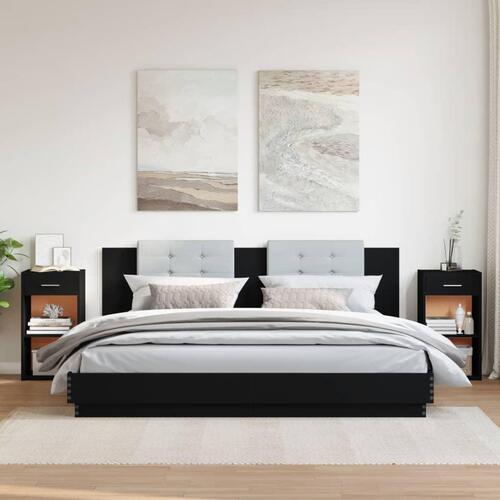 Sengeborde 2 stk. 35x34x65 cm konstrueret træ sort