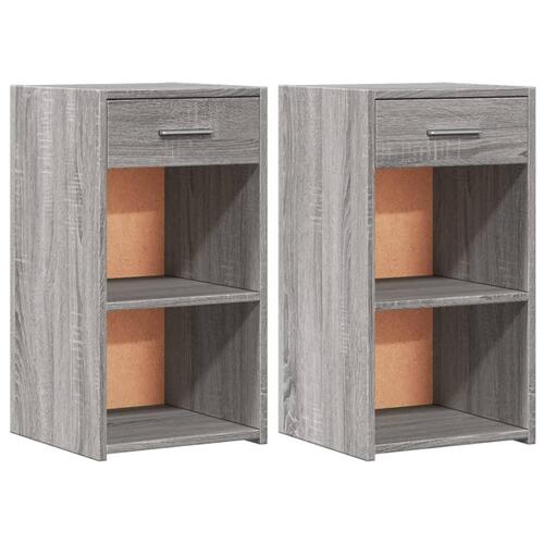 Sengeborde 2 stk. 35x34x65 cm konstrueret træ grå sonoma-eg