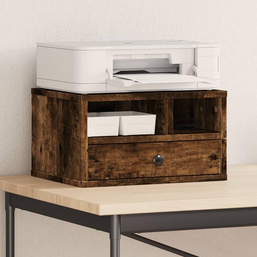 Printerstativ i konstrueret træ 40×32×22,5 cm - røget egetræsfarve billede