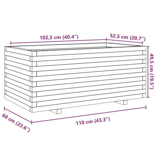 Plantekasse 110x60x49,5 cm massivt fyrretræ