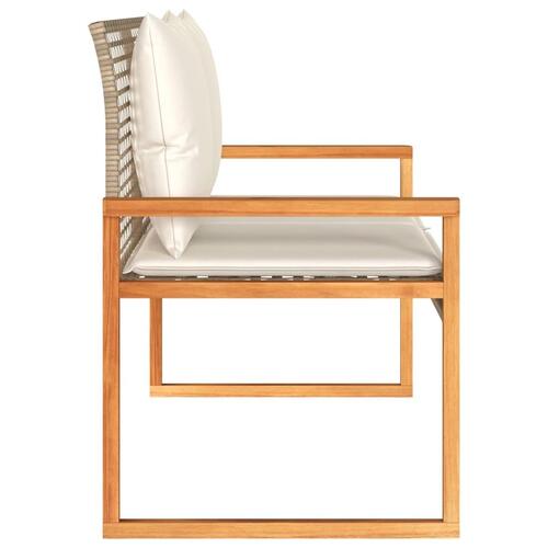 Havebænk med hynde polyrattan og akacietræ beige