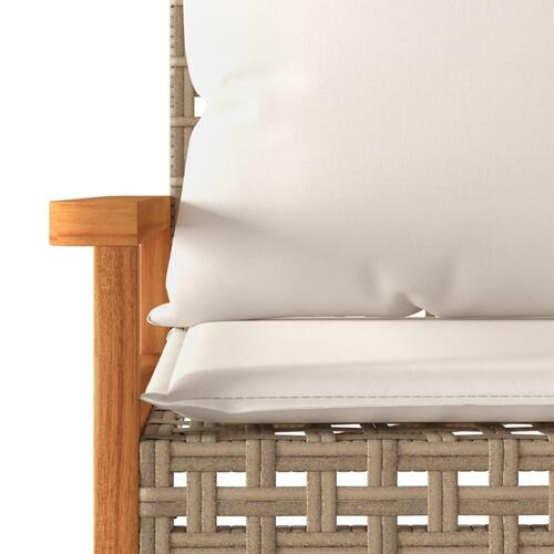 Havebænk med hynde polyrattan og akacietræ beige
