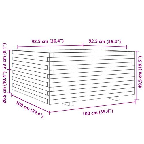 Plantekasse 100x100x49,5 cm massivt douglasgran