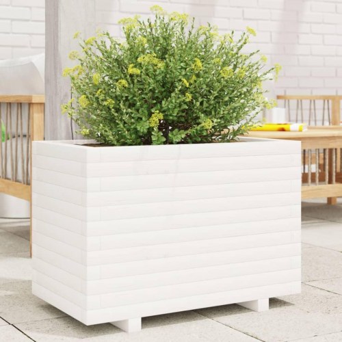 Plantekasse 70x40x49,5 cm massivt fyrretræ hvid