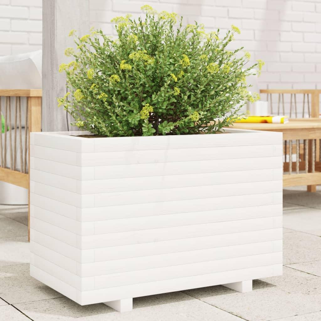 Plantekasse 40X40X49,5 Cm Massivt Fyrretræ Hvid - 70 x 40 x 49.5 cm