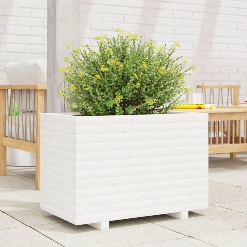 Plantekasse 70x40x49,5 cm massivt fyrretræ hvid