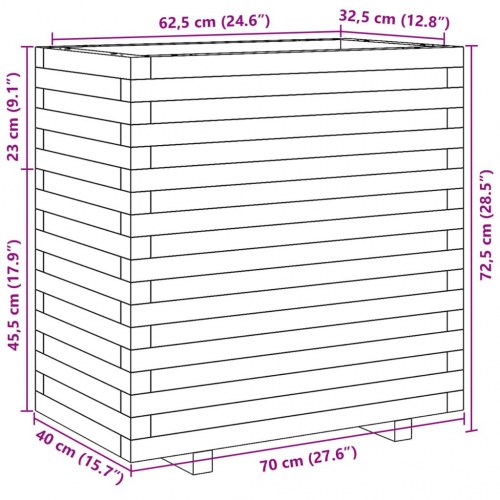 Plantekasse 70x40x72,5 cm massivt fyrretræ gyldenbrun