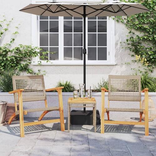 Havebord 38x38x42 cm polyrattan og akacietræ beige