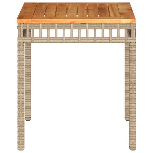 Havebord 38x38x42 cm polyrattan og akacietræ beige