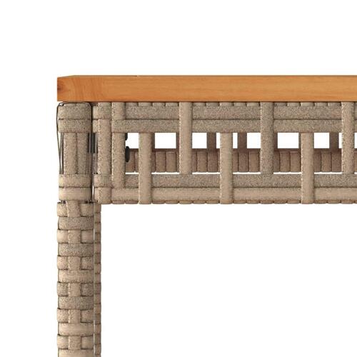 Havebord 38x38x42 cm polyrattan og akacietræ beige
