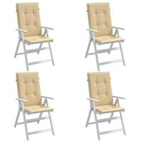 Stolehynder med høj ryg 4 stk. 120x50x4 cm stof beige