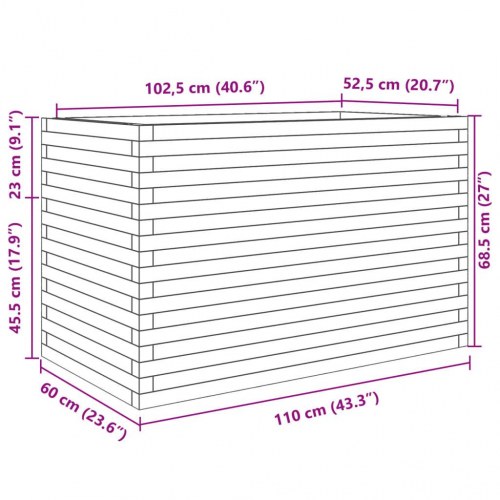 Plantekasse 110x60x68,5 cm massivt fyrretræ