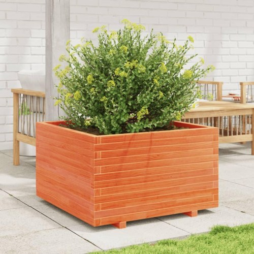 Plantekasse i massivt fyrretræ 80 x 80 x 49,5 cm - gyldenbrun