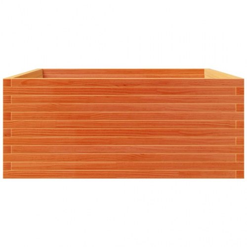 Plantekasse 110x110x49,5 cm massivt fyrretræ gyldenbrun