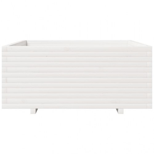 Plantekasse 110x110x49,5 cm massivt fyrretræ hvid