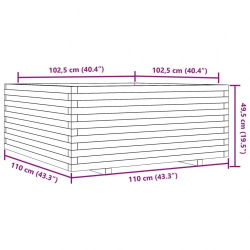 Plantekasse 110x110x49,5 cm massivt fyrretræ hvid