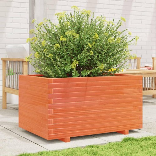 Plantekasse i massivt fyrretræ 90 x 60 x 49,5 cm - gyldenbrun