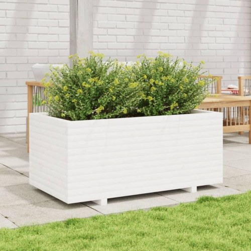 Plantekasse i massivt fyrretræ 110 x 60 x 49,5 cm - hvid