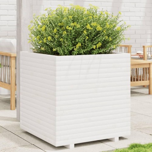 Plantekasse 70x70x72,5 cm massivt fyrretræ hvid