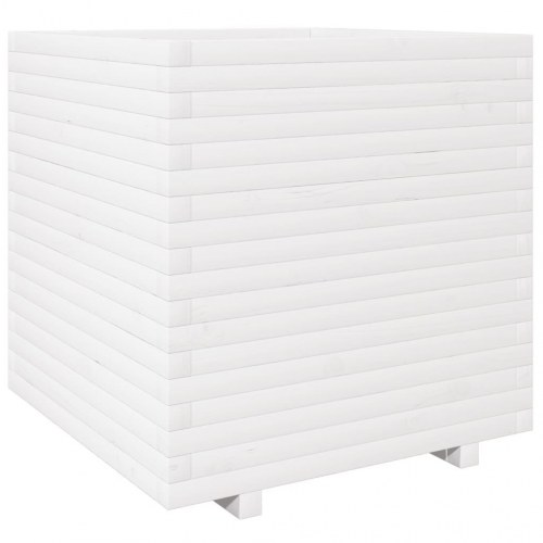 Plantekasse 70x70x72,5 cm massivt fyrretræ hvid