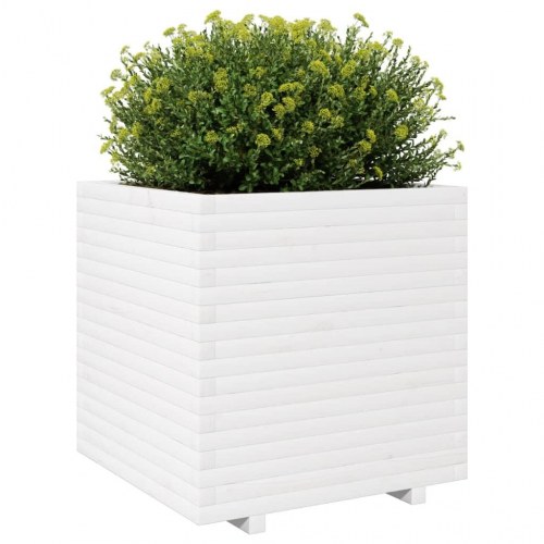 Plantekasse 70x70x72,5 cm massivt fyrretræ hvid
