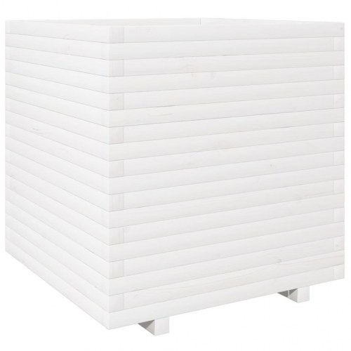 Plantekasse 70x70x72,5 cm massivt fyrretræ hvid