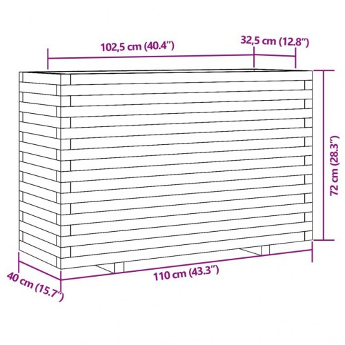 Plantekasse 110x40x72 cm imprægneret fyrretræ