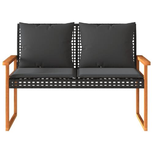 Loungesæt til haven 4 dele med hynder polyrattan sort